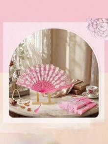 50/30/18pcs Creative Exclusive Party Favor Set, Party Gift Set Includes Printed Hand Folding Fan, Thank You Card & Organza Bag, Elegant Small Gifts, Easy To Carry, Suitable For Adult Party, Wedding, Birthday, Holiday - Multicolor - View 5