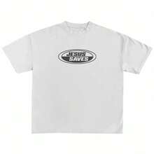 New Jesus Saves Retro Tee, Vintage Graphic T-Shirt, Christian Clothing Womenswear Top Cotton Casual Unisex, Gift For Men Womensummer Outfits For Women - trắng - Xem 1