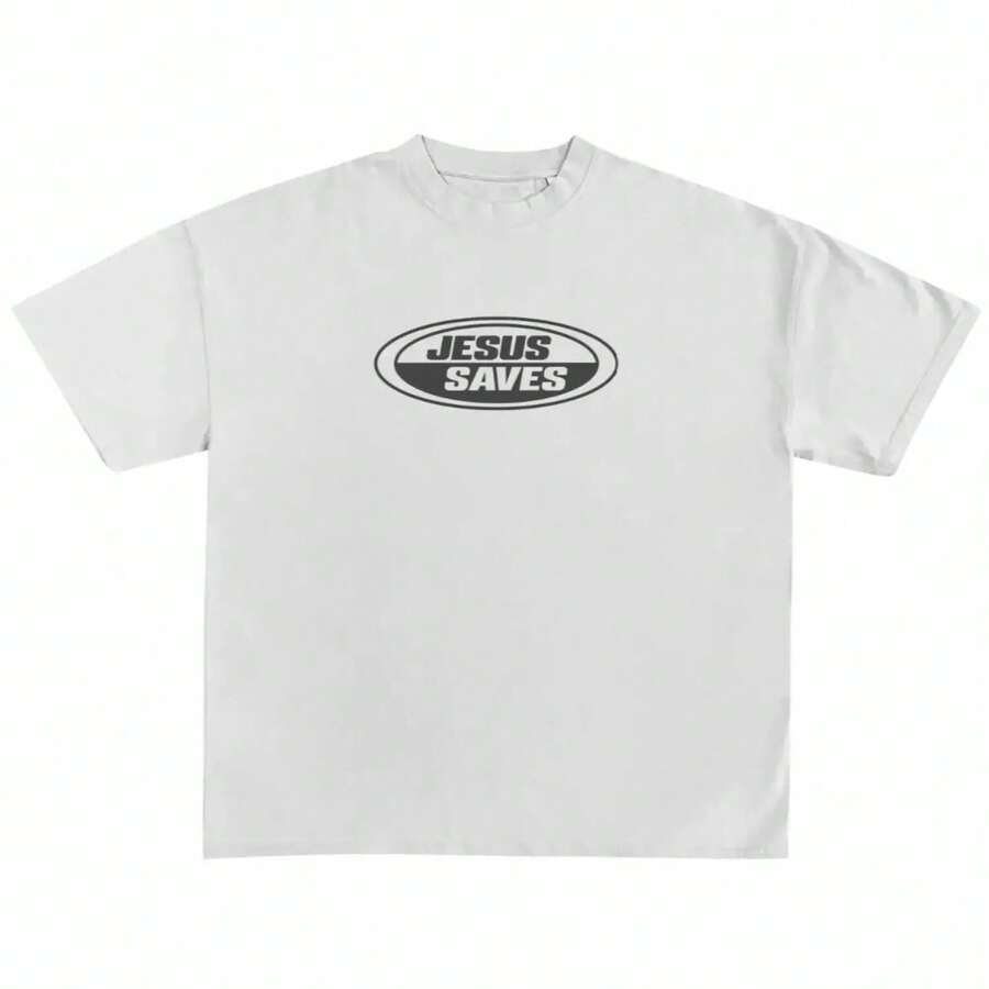 New Jesus Saves Retro Tee, Vintage Graphic T-Shirt, Christian Clothing Womenswear Top Cotton Casual Unisex, Gift For Men Womensummer Outfits For Women - trắng - Xem 1