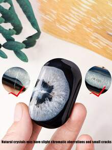 QYDCX 1/2PCS Natural Black Agate Palm Stone, Polished Raw Crystal For Crafts, Ideal For Home Decor Gifts, Jewelry Designs, And Beading Projects - Black and White - View 2