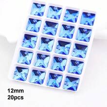 12mm, 20pcs/Pack, Square Shape, Flat Bottom Double Hole Exquisite Glass Rhinestones, For Sewing Wedding Dress, Handbag, Shoes Decoration Jewelry Making Accessories - 12mm 20pcs - View 27