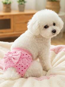 PETSIN Cute Cartoon Pet Physiological Panties, With Lace Trim & Bow Decor, Multipurpose Dog Menstrual Diaper, Sanitary Pants For Small Dogs - Pink - View 7