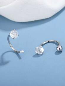 1 Đôi bông tai bạc S925 Sterling Silver kiểu dáng giản dị, đa năng, cá tính, tối giản, kích thước nhỏ nhắn, khóa cài dạng vặn, nhẹ nhàng và sang trọng, phù hợp để đeo khi đi làm và phối đồ. - kim cương - Xem 6