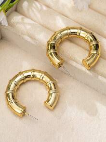 2-6-18pcs Gold Tone Fashion Jewelry Earring Set, Suitable For Daily, Travel, Vacation, Date, Festival, Engagement, Beach Wear, Versatile For All Seasons - Gold - View 5