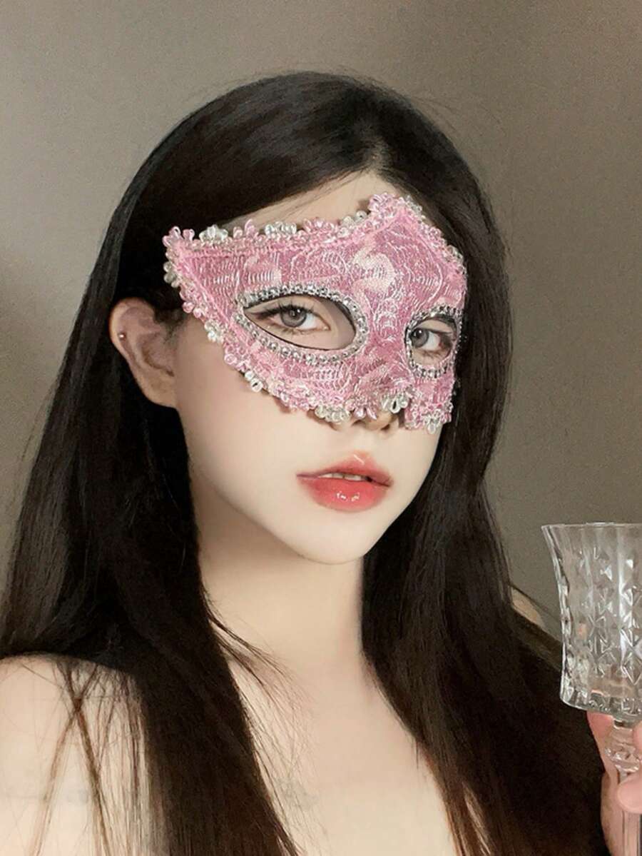 1 chiếc mặt nạ nửa mặt họa tiết ren, phụ kiện trang phục dạ hội hóa trang. - Nhiều màu - Xem 1