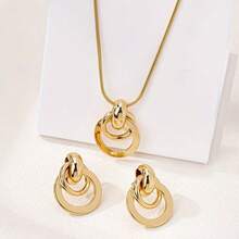 1 Set New Turquoise Necklace, Earrings, Bracelet Bohemian Vintage Jewelry Set - Gold - View 5