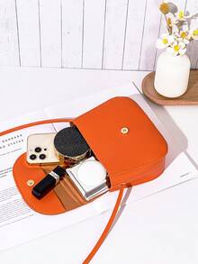 Mini Butterfly Print Decorated Metal Crossbody Shell Bag - Orange - View 8