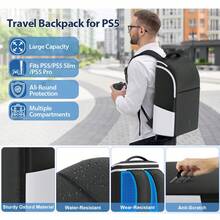 YIYI / Slim/ Pro Host Backpack, Full Zipper Opening Portable Travel Bag, Large Capacity Storage Bag Can Fit Dual Handles, PS Portal, Laptop, Game Cartridges, Comes With 3 Cable Storage Pouches - Multi-Color - View 9