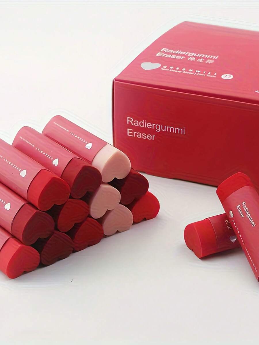 Bộ 1/4/8 cục tẩy ngày Valentine, cục tẩy bút chì hình trái tim chuyển màu sáng tạo, tẩy sạch không để lại dấu vết, chất liệu mềm mại dùng cho viết và vẽ hàng ngày, quà tặng tuyệt vời cho các dịp lễ, học sinh. - Cục tẩy - Xem 1
