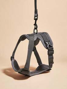 1 Set Pet Outdoor Harness With Reverse Leash, Breathable - Grey - View 3