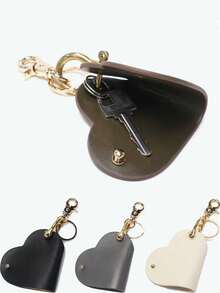 Easy Open Heart-Shaped Leather Key Holder, Key Organizer With Retractable Key Chain, Portable Car Key Pouch, Cute Heart-Shaped Retractable Key Chain With PU Leather Strap And Metal Alloy Clasp - Pink/Gold Key Chain, Motorcycle/Phone Key Chain - Mother's Day Gift Accessory (Multiple Colors Available) - Multicolor - View 7