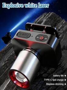 2/1pc Type-C Rechargeable Clip-On Headlamp, Ultra-Bright LED Headlamp, With 3 Lighting Modes, No Need To Hold It, Waterproof, Suitable For Night Fishing, Camping, Hiking And Outdoor Activities - Aluminium Alloy - View 3