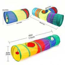 DIY Foldable Cat Tunnel Toy, Rainbow 4-Way Combination Tunnel, Rabbit & Small Pet Indoor/Outdoor Playhouse, Easy To Carry - Multicolor - View 2