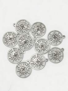 Bộ 10 chiếc la bàn bằng thép không gỉ, phụ kiện tự làm mặt dây chuyền. - Bạc - Xem 11