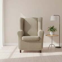 Kiva Universal And Versatile Wingback Chair Cover, Various Colors Available – Easy-To-Fit Protective Chair Cover For Backrest, Seat And Arms - 特洛伊貂 - 查看 2