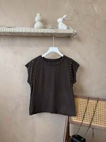 Camisetas femininas - Castanho Café - Ver 3