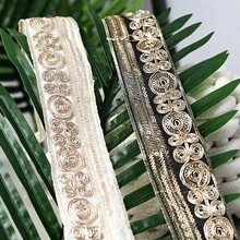Dây ruy băng trang trí dài 1,5 yard/137cm, vải ren trang trí dùng để thêu trang trí trên trang phục thiểu số. - Trắng - Xem 2
