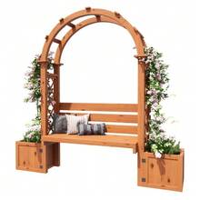 Flowerpots, Planters With Trellises For Climbing Plants, Spacious Flowerpots, Planters, Planters With Trellises And Seating For Garden, Patio And Terrace. - 自然色 - 查看 1