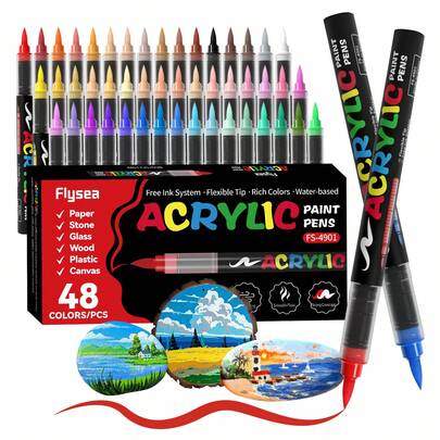Set de 9/12/24/36/48/60/72/120/168/240 colores de rotuladores acrílicos, punta suave y mezclables a base de alcohol para artistas, estudiantes, manualidades, caligrafía, pintura en piedra, madera, plástico, lienzo