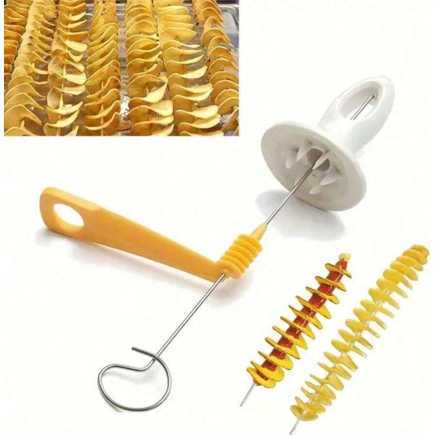 1 Set/6 Pieces Multifunctional Manual Spiral Potato Slicer, Heavy Duty Stainless Steel Tornado Vegetable Cutter & Spiralizer Tool, Handheld Food Prep Gadget For Potatoes, Carrots, Cucumbers, Zucchini, Radishes & Other Vegetables, Built Without Flint Or Magnesium Rods, Portable Lightweight Cooking Utensil Ideal For BBQ, Camping, Picnics, Outdoor Grilling, Backyard Parties, Travel, Home Kitchen, RV Cooking & Meal Preparation, Rust Resistant, Easy To Clean & Store, Practical Kitchen Accessory For Camping Enthusiasts, BBQ Lovers, Home Cooks & Outdoor Cooking Lovers - 1 Piece Set - View 1
