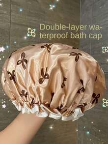 Bộ 3 mũ tắm hai lớp in họa tiết, có chun điều chỉnh, bảo vệ tóc, dùng được cho cả nam và nữ, chất liệu polyester tái sử dụng, cần thiết cho việc tắm rửa tại nhà, mũ tắm bền chắc. - Nhiều màu - Xem 6