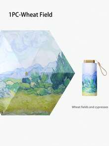 Artistic Floral Print Ladies Umbrella, Oil Painting Style Print Parasol, Sunscreen & Rainproof Mini Travel Umbrella, Lightweight & Portable, UV Protection, Foldable, Suitable For All Weather Conditions, Compact Ladies Sunshade Umbrella, Windproof & Rainproof. - Multicolor - View 15