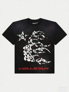 Hellstars Crown Of Thorns Portrait Y2K Graphic T-Shirt,180g 100% Cotton,Round Neck Short Sleeve,Black Streetwear Essential For Summer Going Out,Unisex Style Mommy And Daughter Matching Outfit,Summer Outfits,Women Clothes,Mens Clothes,Boys Clothes,Girls Clothes,Tween Girl Clothes,Toddler Boy Clothes,Tops For Women,Spring Tops,Spring Outfits For Women,Summer Clothes,Black Top,Cute Tops,Graphic Tee - Black - View 6