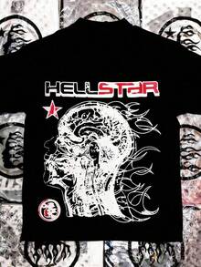 Hellstars Brain Silhouette Vintage Graphic T-Shirt,180g 100% Cotton,Round Neck Short Sleeve,Black Streetwear Essential For Summer Going Out,Unisex Style Boys Clothes,Kids Clothes Boys,Girls Clothes,Clothes For Teen Girls,Summer Shirts,Summer Outfits For Girls,Mens Clothes,Graphic Tees Men,Tops For Women,Vacation Outfits Women,Summer Outfits,Summer Tops,Cute Tops,Spring Tops - màu đen - Xem 6