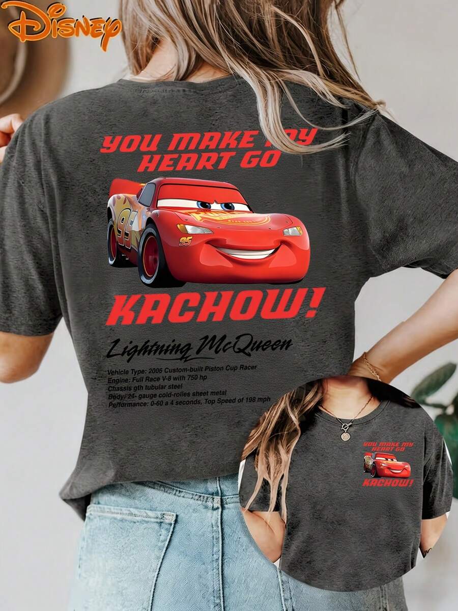 Disney License T Shirts,Disney Cars Lightning Mcqueen Graphic T-Shirt For Women, Casual Loose Fit KACHOW Love Quote Print Short Sleeve Tee, Cute Racing Character Top, Family Matching Mommy & Me Outfit, Car Movie Vacation Summer Top ,Camiseta, Summer Outfits For Women, Summer Clothes, Summer Tops, Tops For Women, Festival Outfits, Summer Tops For Women, Mother's Day, Mother's Day Clothing, Gifts For Family And Friends, Spring Outfits For Women, Officially Licensed Disney T-Shirts, Disney Men's And Women's Spring/Summer Fashion Casual Short-Sleeve T-Shirts - Xám - Xem 1