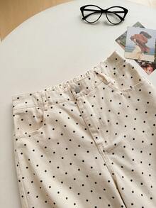 Quần short nữ chấm bi, cạp chun, dáng rộng, thoải mái. - Màu be - Xem 4