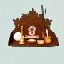 2D Flat Exquisite Wooden Prayer Altar, Suitable For Home And Office, Fit For Modern Worship Space In Home Or Store, With Floating Shelf - A - View 6