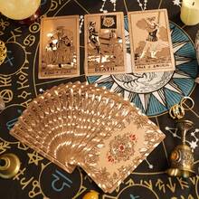 1pc Gold Foil Tarot Cards - Black & Gold Sun Design, With English Instruction Manual, Waterproof PVC Tarot Cards, Divination Cards, Party Table Game Cards, Fortune Telling, Collectible Gift,Adult Party Games Suitable For Halloween/Christmas/Thanksgiving - Multicolor - View 2
