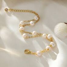 1 Chiếc dây chuyền ngọc trai giả nhiều lớp bằng thép không gỉ thời trang, vòng tay nữ có thể điều chỉnh, món quà trang sức tuyệt vời nhất - Nhiều màu - Xem 4