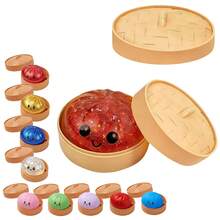 Dumpling Squishy Toy With Steamer Box, Bright Red Glitter Slow Rising Fidget Squishies, Sensory Toys For Classroom, Stress Relief Anxiety Fidgets For Adults Kids, Kawaii Food Shaped Collectible Squishies, Party Favors, Soft Pinch Gift, Bright Red - 鮮紅色 - 查看 1