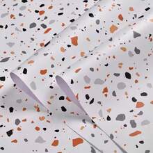 1卷自粘壁纸，复古白色大理石纹理光滑接触纸，可移除防水壁纸，适用于客厅、厨房、卧室、宿舍、家具翻新、美观装饰 - 自黏 - 查看 4