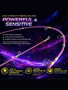 SOUGAYILANG 1.8m/5.9ft Ultralight Fishing Rod - Suitable For Freshwater And Saltwater Fishing Beginners, With EVA Handle And Ceramic Guides - Purple - View 8