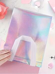 6入全息彩虹禮品袋－彩色禮品袋附不織布提把，適合節日禮品包裝、派對裝飾、購物與收納 - 均碼 - 查看 7
