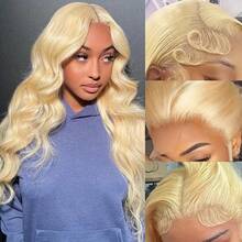 28 Inch #613 Blonde Invisible Lace Front Wig, 200% Density Brazilian Virgin Hair 13x4 Wavy Invisible Lace Front Wig, Pre-Plucked Glueless Invisible Lace Front Wig, Suitable For Women - S613 - View 4