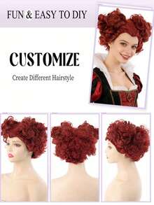 Tóc giả màu đỏ hoàng gia mới, tóc ngắn xoăn nhẹ, chất liệu tổng hợp, hình trái tim, thích hợp cho cosplay Halloween, tiệc tùng. - Nhiều màu - Xem 9