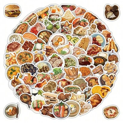 Realistic Food Series Stickers (103 Pcs) - Lifelike Decals For DIY Projects, Cups, Planners & Kitchen Decor