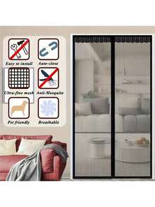 Rèm lưới từ tính, thiết kế thoáng khí chống côn trùng, thân thiện với thú cưng, chống trầy xước, viền ren, thích hợp cho phòng ngủ, nhà bếp, ban công, v.v. - Ren lưới - Xem 2