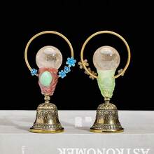 1 pièce Carillon en cuivre à boule de cristal naturel, cloche de guérison Feng Shui en cuivre pour décoration de la maison, cadeau et souvenir de Noël - clochette à boule de cristal - Voir 5