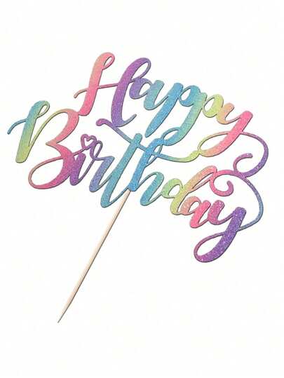 竹制生日蛋糕装饰，闪光装饰，无需电源，适合所有年龄段，通用节日派对用品，不含羽毛