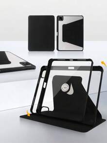 TIANYIMING Ốp bảo vệ bằng acrylic trong suốt xoay 360°, ốp bảo vệ máy tính bảng có thể gập lại, tương thích với iPad/GalaxyTab/LenovoTab/LenovoXiaoxin PAD/LenovoIdea Pad/MatePad/HonorPad/XiaomiPad/RedmiPad và các dòng máy tính bảng khác, cũng tương thích với iPad A16 2025, Air 11/13, M2/M3 2024/2025, Pro 11/13, M4 2024, Air 5/Air 4 10.9 inch 2022, thế hệ thứ 9, thế hệ thứ 8, thế hệ thứ 7 10.2 inch, thế hệ thứ 5, thế hệ thứ 6 9.7 inch, thế hệ thứ 10 10.9 inch 2021, Pro 11/12.9 inch, Mini6. - màu đen - Xem 3