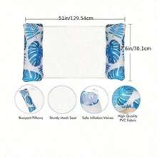 1pc/2pcs Adult Hammock Style Multifunctional Inflatable Swimming Pool Float, Thick PVC Waterproof Floating Lounger, Leaf Print Design, Summer Pool Thick Single Inflatable Chaise Lounge, Pool Party, Beach Fun - A - View 10