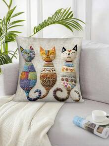 1pc Whimsical Watercolor Donkey Smile Print, Non-Embroidered, Peach Velvet Polyester Throw Pillow Cover, 45x45cm, Farmhouse Style, Zippered, Machine Washable, For Sofa And Bed Decor, No Insert - Brown - View 19
