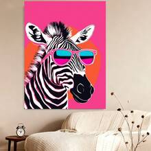 Con marco de Cebra Rosa Chic con Gafas - Decoración de Pared de Vida Silvestre enmarcada para el Hogar, Regalo Perfecto para las Fiestas, Listo para Colgar - Enmarcado - Ver 4