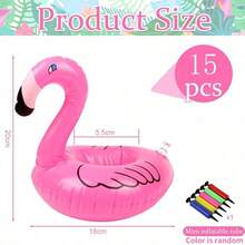 15 piezas Portavasos inflables de flamenco, fiesta de playa hawaiana de verano, juego acuático de piscina Portavasos inflables de flamenco - multicolor - Ver 6