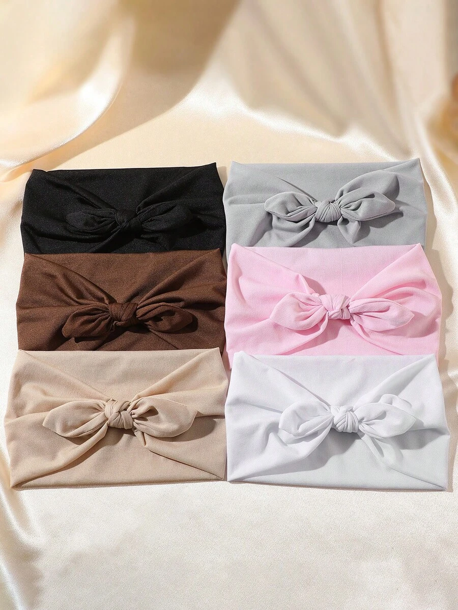 1pc/6pcs Classic Casual Bow Headband, Elastic Non-Slip Absorbent Suitable For Yoga, Outdoor, Daily Life, Fashion Headwear For Women Summer Hair Accessories Beach Vacay Hair Bands,Festival,Party - Multicolor - View 1