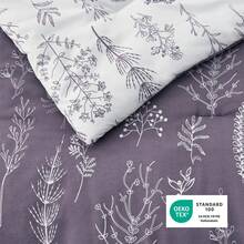 Bedsure Summer Vacation Bedding Set (Holiday Essentials), Comforter Set - Cute And Soft Reversible Botanical Flowers Comforter With 1/2 Pillow Shams, Twin XL Cooling Comforter Set, Soft Bedding Set Gift For Graduation/Vacation/Birthday Decoration/Back To School, For Room Decor, Home Decor, Bedroom Decor, Dorm Decor, Father's Day Gift - Màu tím xám - Xem 5